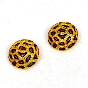 Rare Vintage Gem-Craft Enameled Animal Print Clip Earrings 1980s